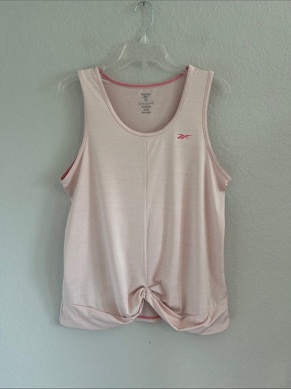 Reebok Pink Knot-Front Athletic Tank Top